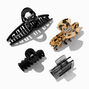 Black &amp; Tortoiseshell Textured Hair Claws - 4 Pack,