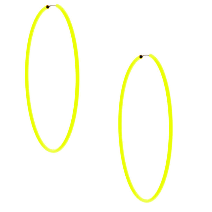 60MM Neon Hoop Earrings -  Yellow,