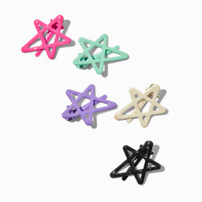 Neon Star Snap Hair Clips - 5 Pack,