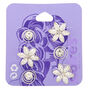 Silver Rhinestone Floral Hair Spinners - 6 Pack,