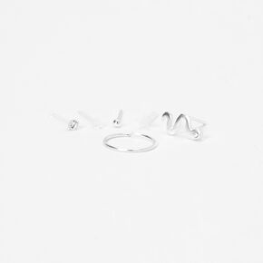 Sterling Silver Snake Mixed Nose Rings - 6 Pack,