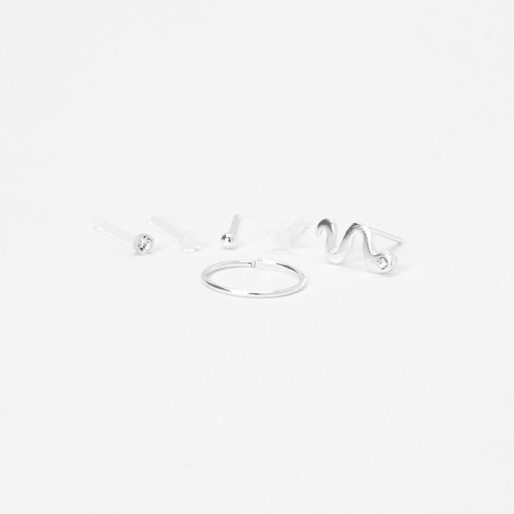 Sterling Silver Snake Mixed Nose Rings - 6 Pack,