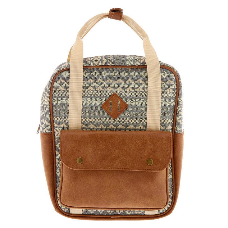 Claire's Sac à dos carré de taille moyenne motif tapisserie bohème