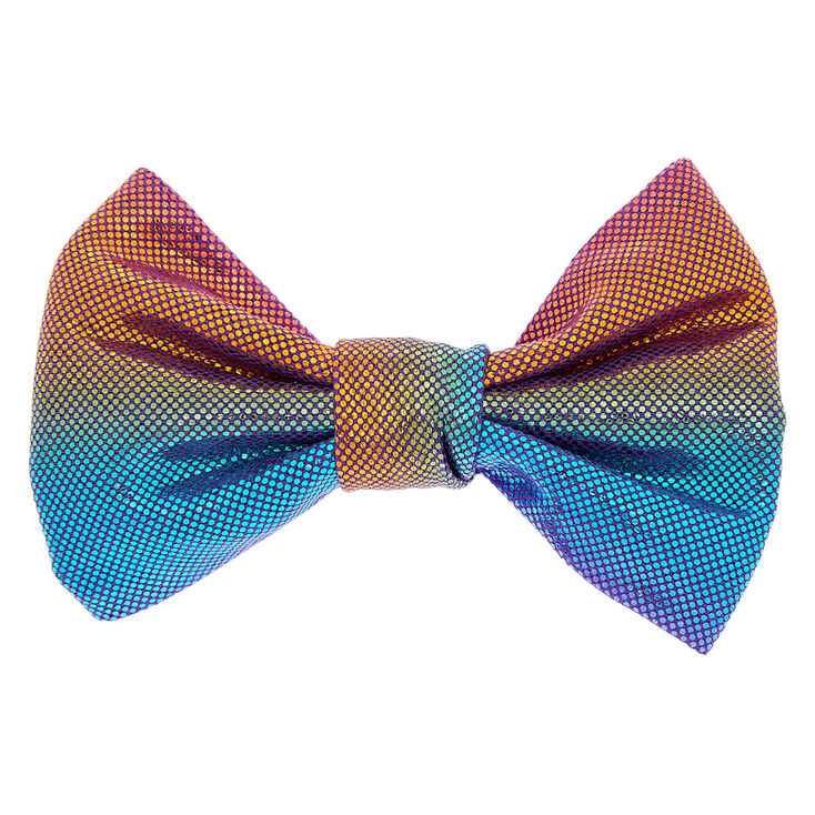 Rainbow Anodized Mini Hair Bow Clip,