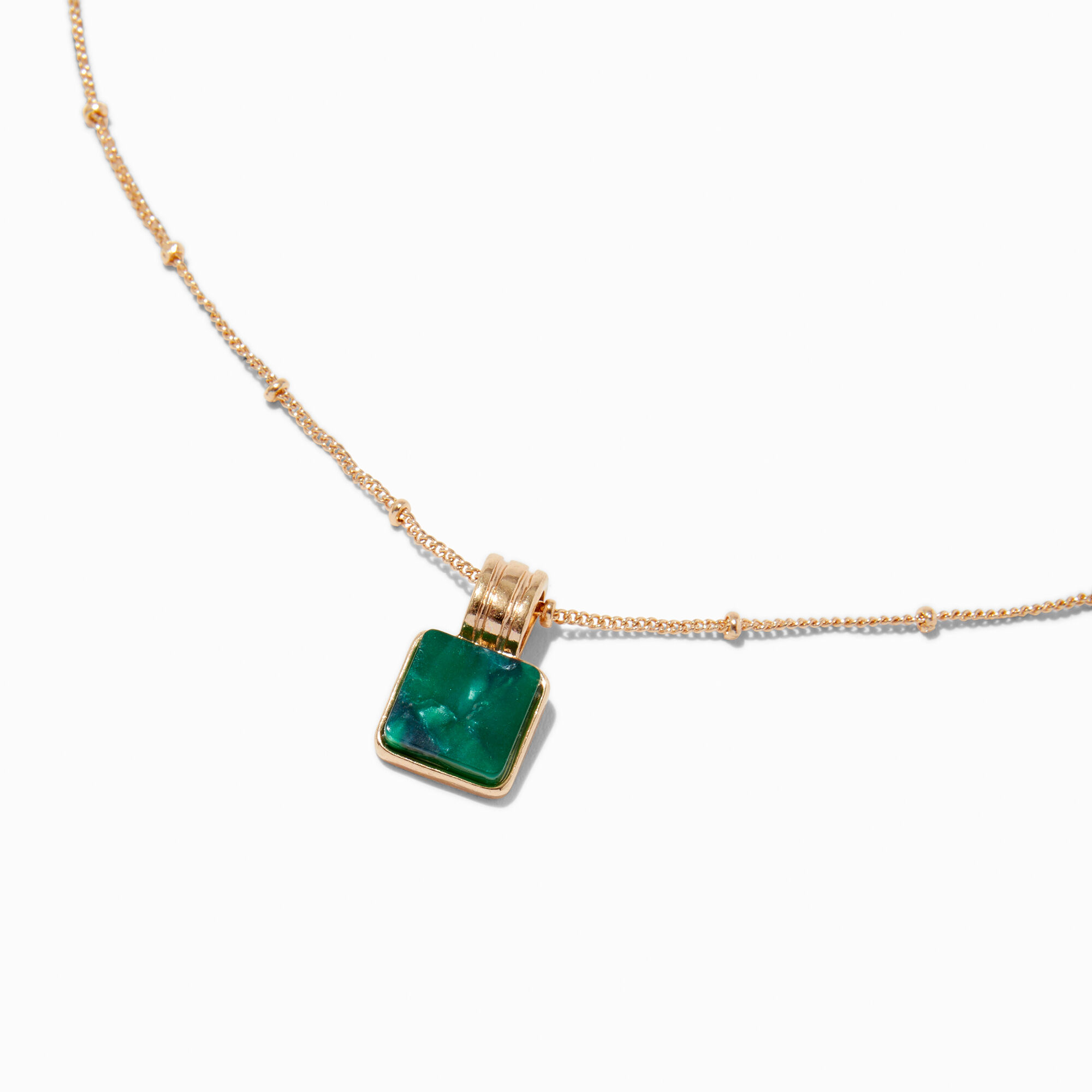 Green Square Pendant Necklace Claire s