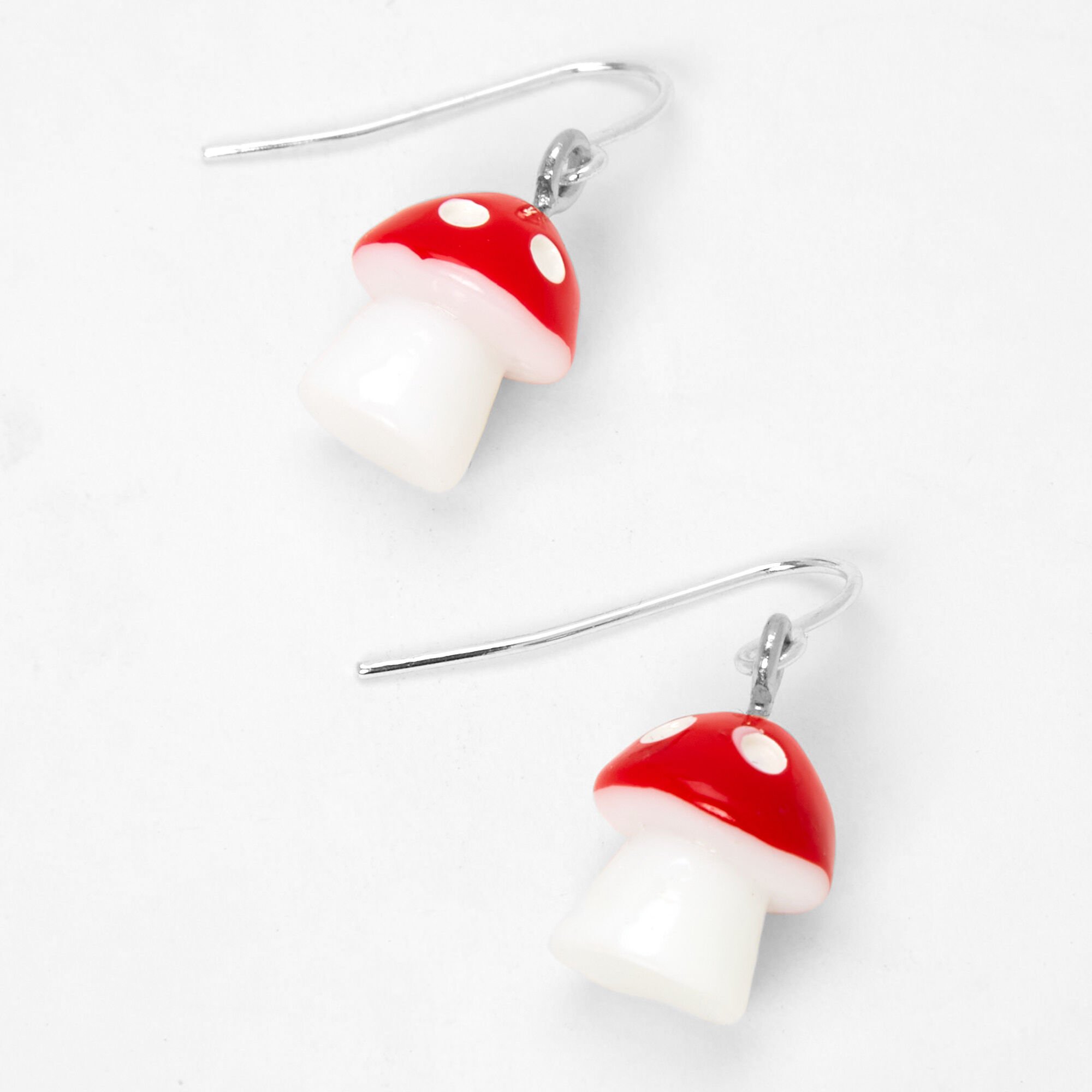 View Claires Tone Mushroom Drop Earrings Silver information