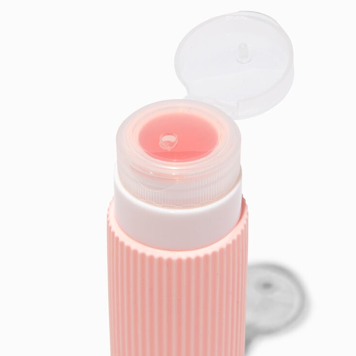 Pink Ribbed Reusable Travel Bottle,