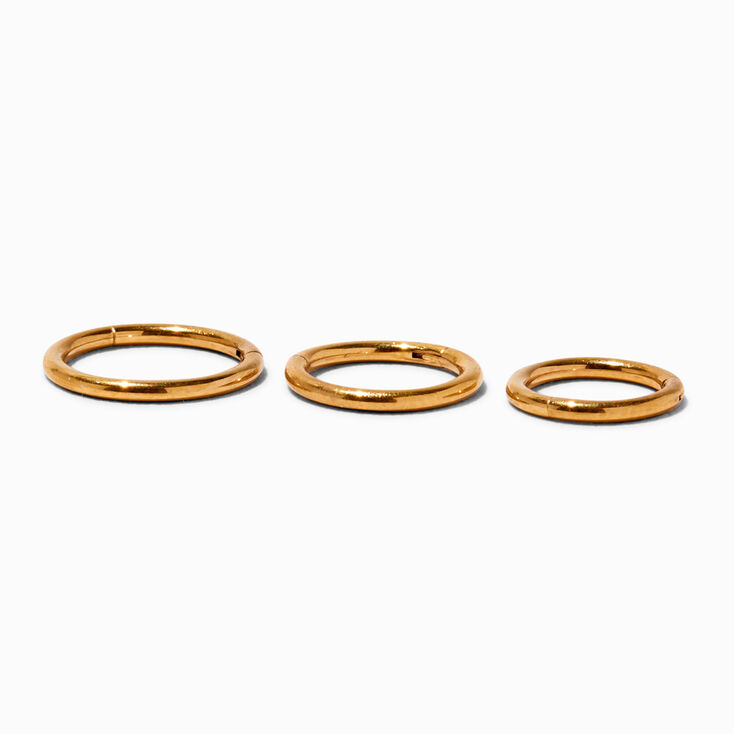 Piercings de nez divers 1,0&nbsp;mm en titane couleur dor&eacute;e - Lot de 3,