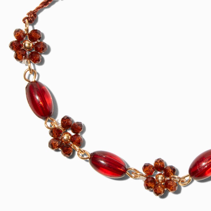 Bracelet bolo perl&eacute; marguerite bordeaux,