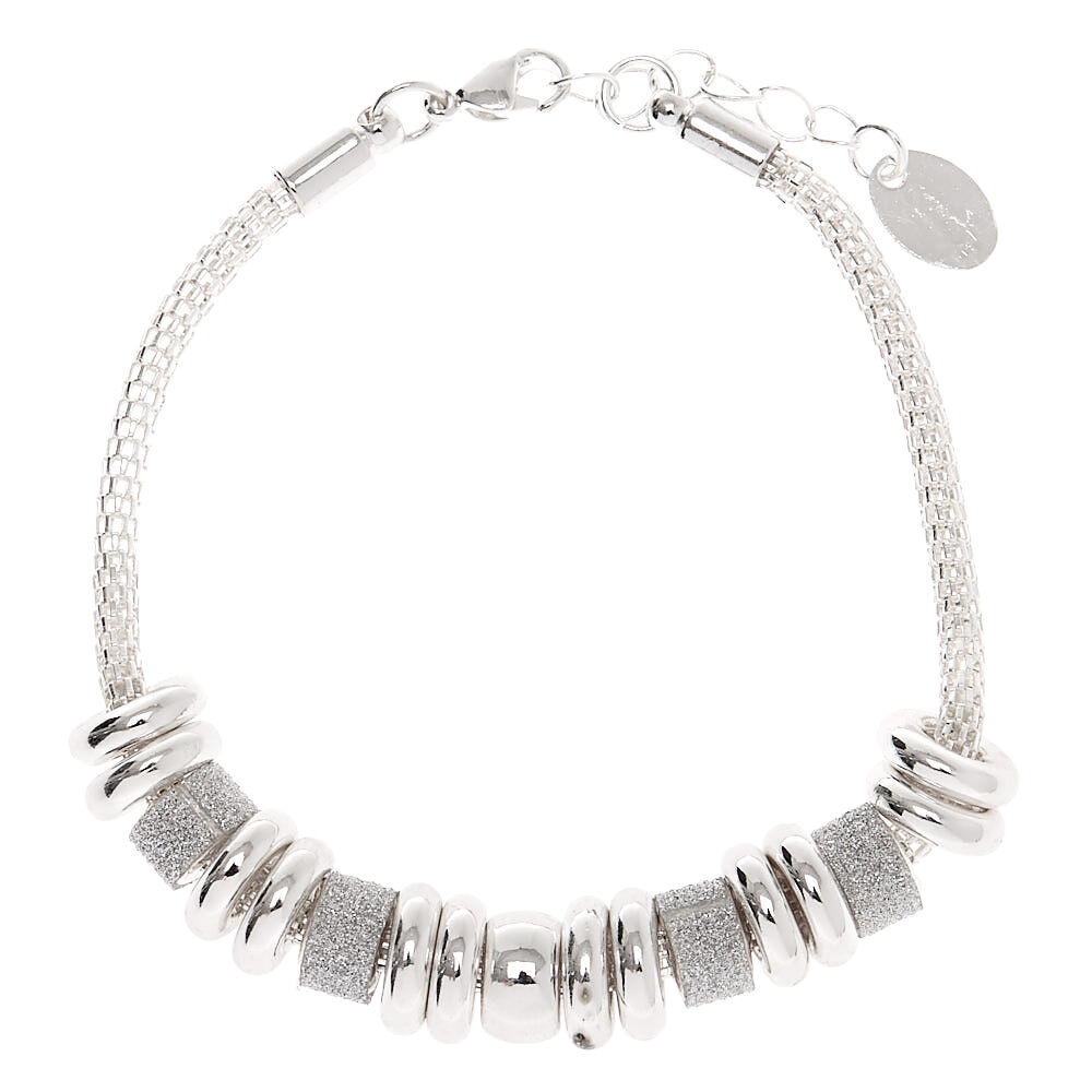 Silver Glitter Ring Chain Bracelet,