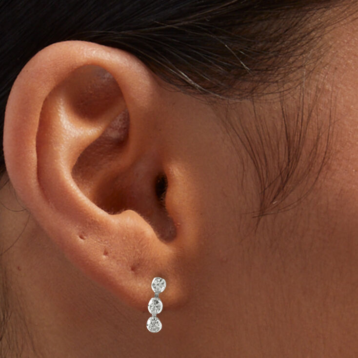Silver Embellished Line Stud Earrings,