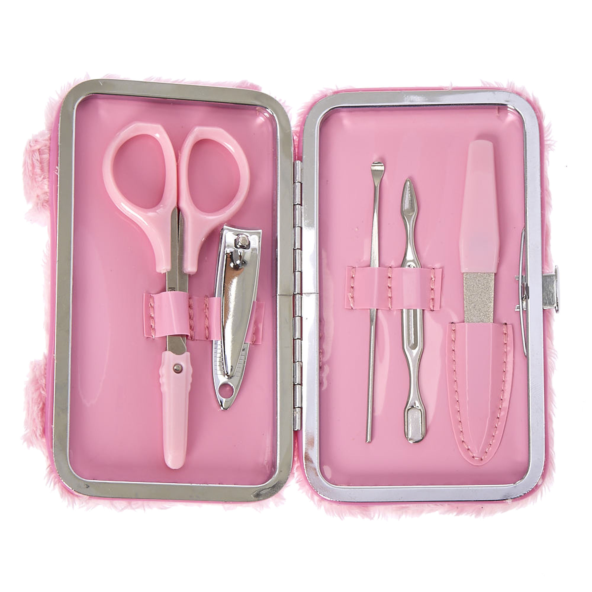 Pink Plush Hiding Cat Manicure Kit | Claire's US