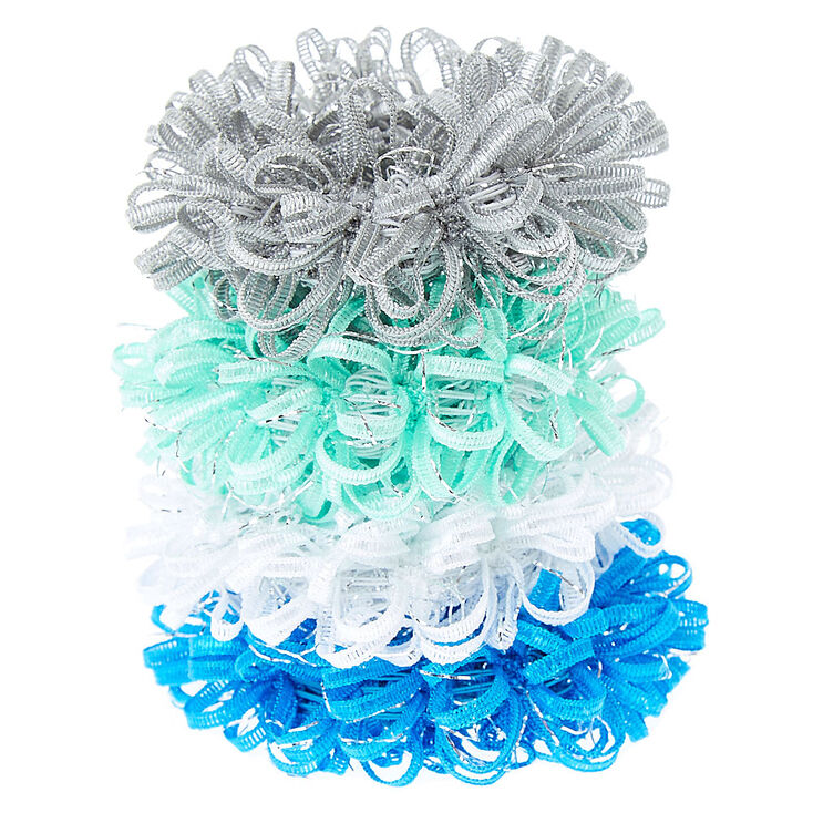 Small Mint Gray Looped Hair Scrunchies - 4 Pack,