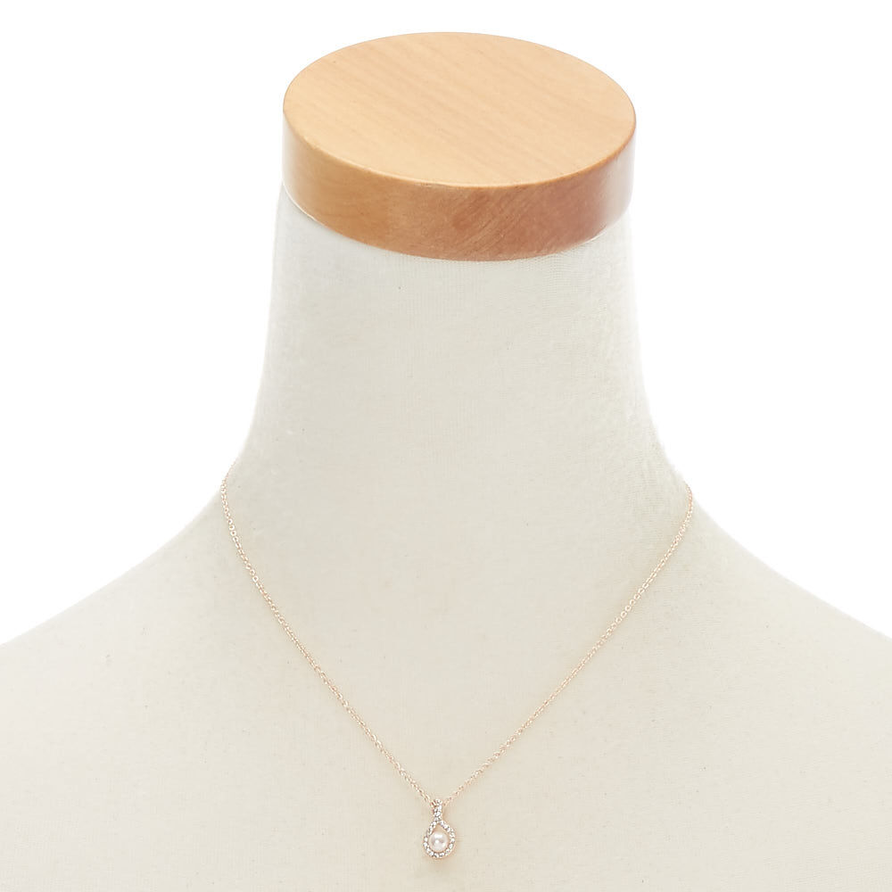 Collier à pendentif rose tendre avec perle d'imitation couleur doré rose,