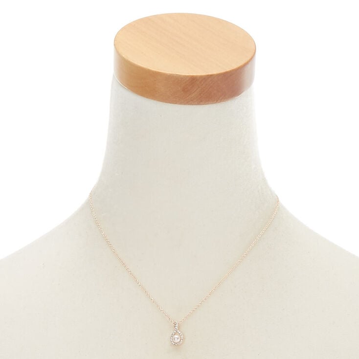 Collier &agrave; pendentif rose tendre avec perle d&#39;imitation couleur dor&eacute; rose,
