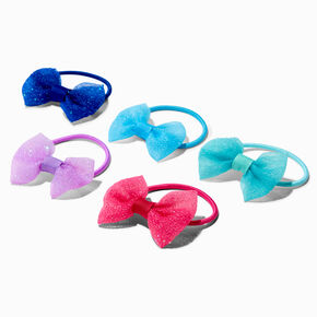 Claire&#39;s Club Jewel Tone Glitter Bow Hair Ties - 10 Pack,