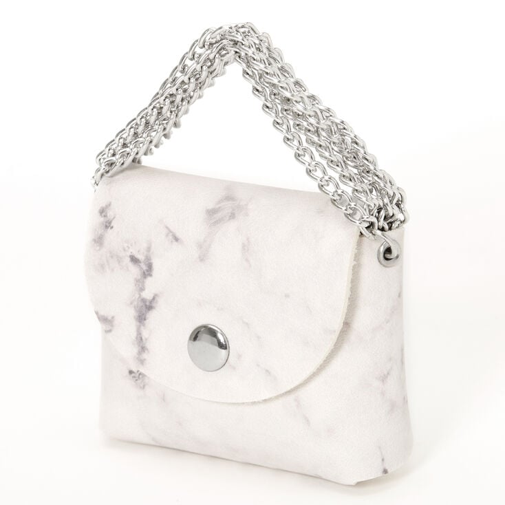 White Marble Mini Purse Earbud Case Cover - Compatible With Apple AirPods&reg;,