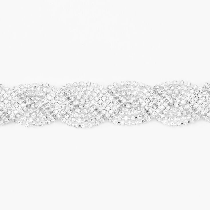 Silver-tone Rhinestone Braided Chain Bracelet,