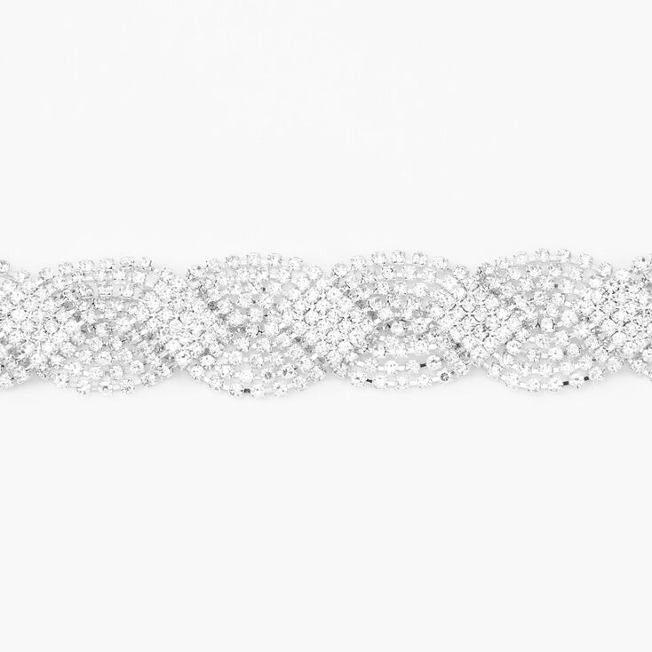 Silver-tone Rhinestone Braided Chain Bracelet,