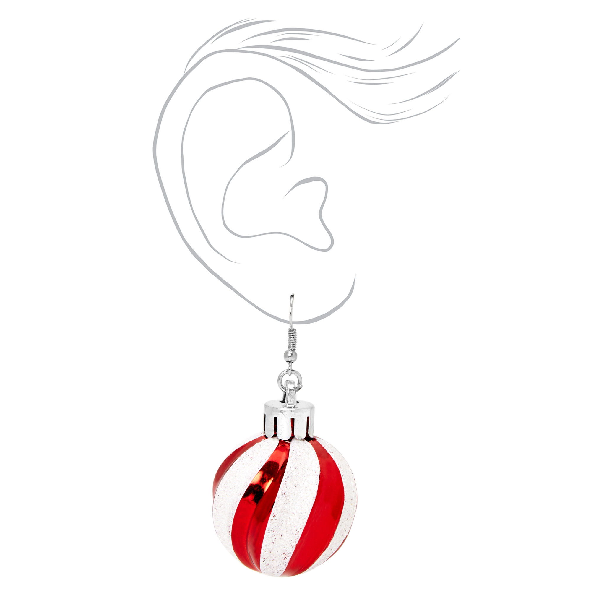 Christmas Silver 1'' Ornament Drop Earrings,