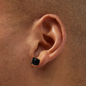 Black Cubic Zirconia 7mm Round Stud Earrings,