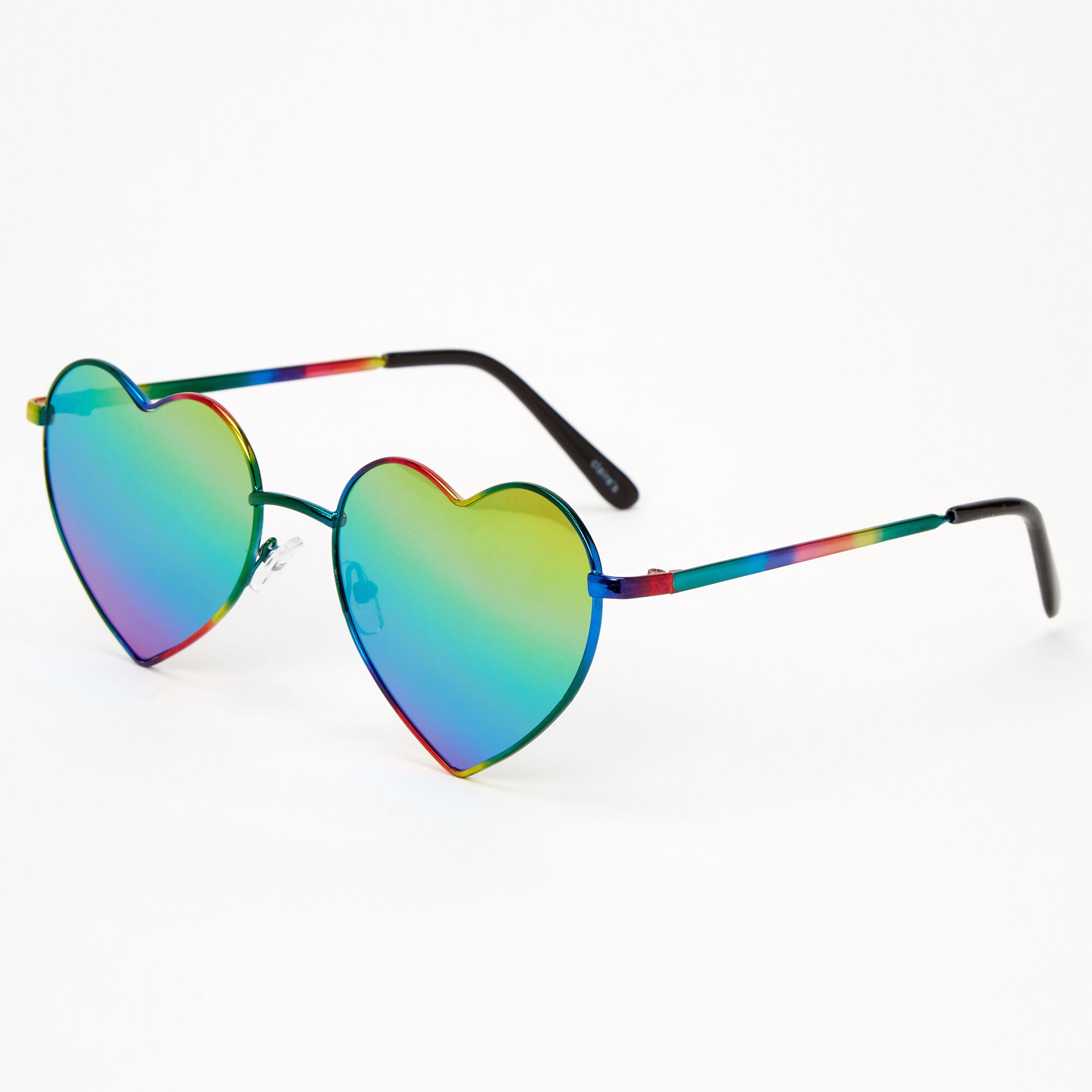 Rainbow Anodised Heart Sunglasses Claire s