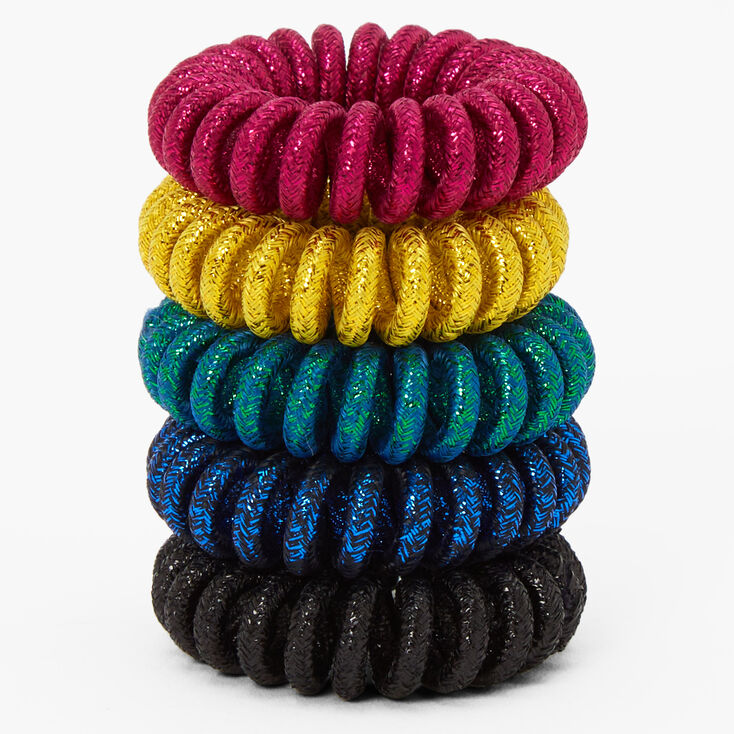 Glitter Spiral Hair Ties -  5 Pack,