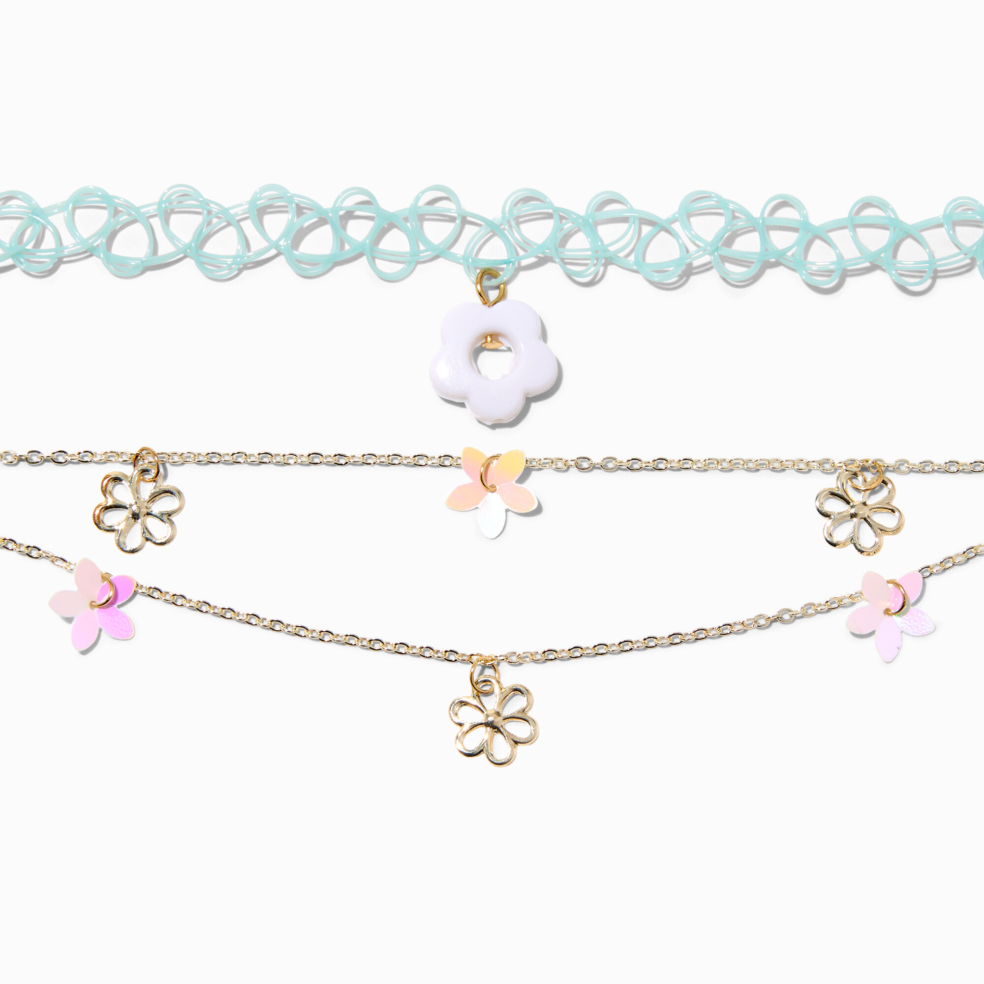 Claire s Club Gold Daisy Choker Necklace Set 3 Pack Claire s US