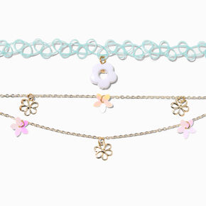 Claire&#39;s Club Gold Daisy Choker Necklace Set - 3 Pack,
