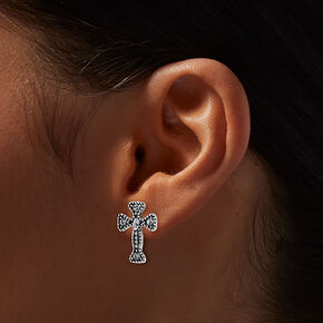 Hematite Cross Stud Earrings,