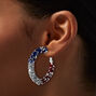 Red, White, &amp; Blue Crystal Hoop Earrings,