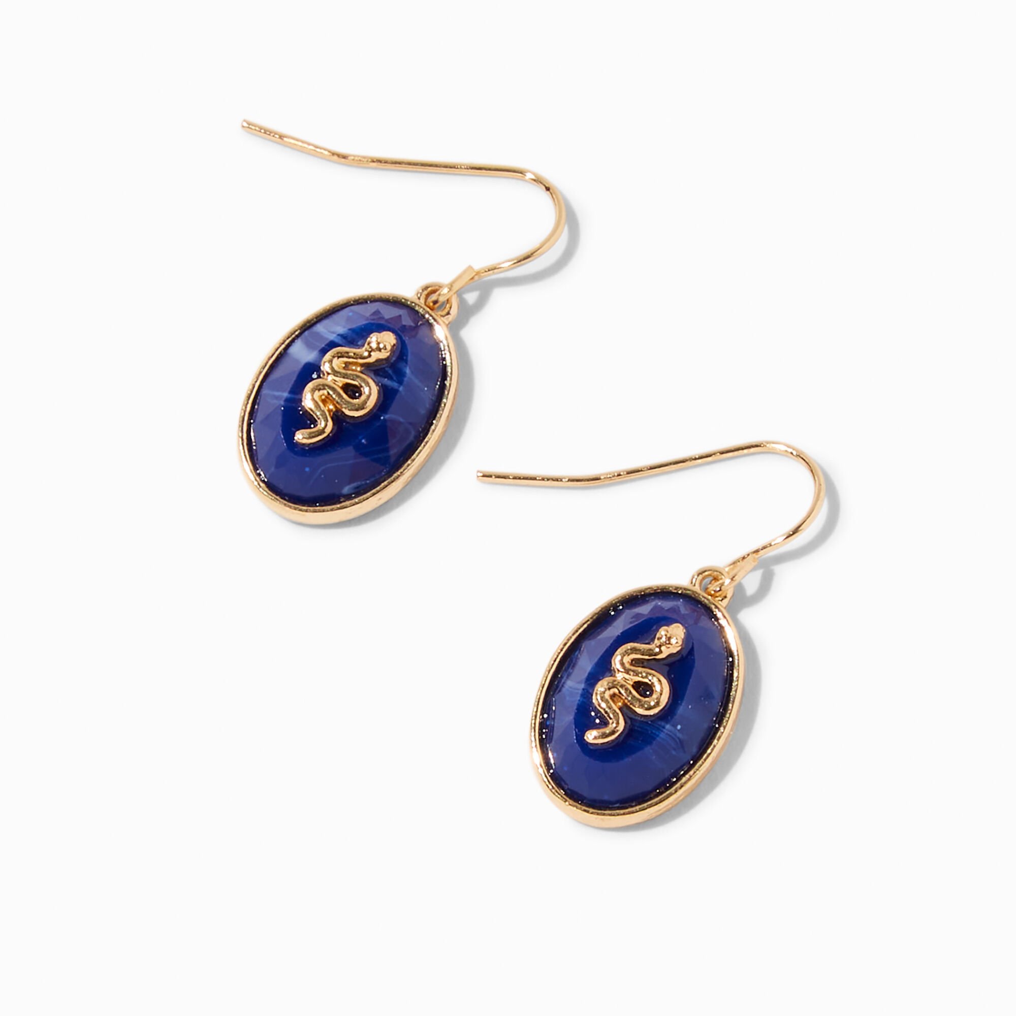 View Claires GoldTone Snake 05 Drop Earrings Blue information