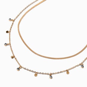 Gold-tone Crystal Confetti Multi-Strand Necklace ,