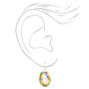Silver 1&quot; Rainbow Circle Drop Earrings,