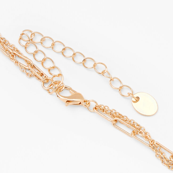 Gold Paper Clip Chain Multi Strand Necklace | Claire's US