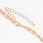 Gold Paper Clip Chain Multi Strand Necklace,