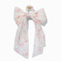 Pink Floral Organza Bow Hair Claw,