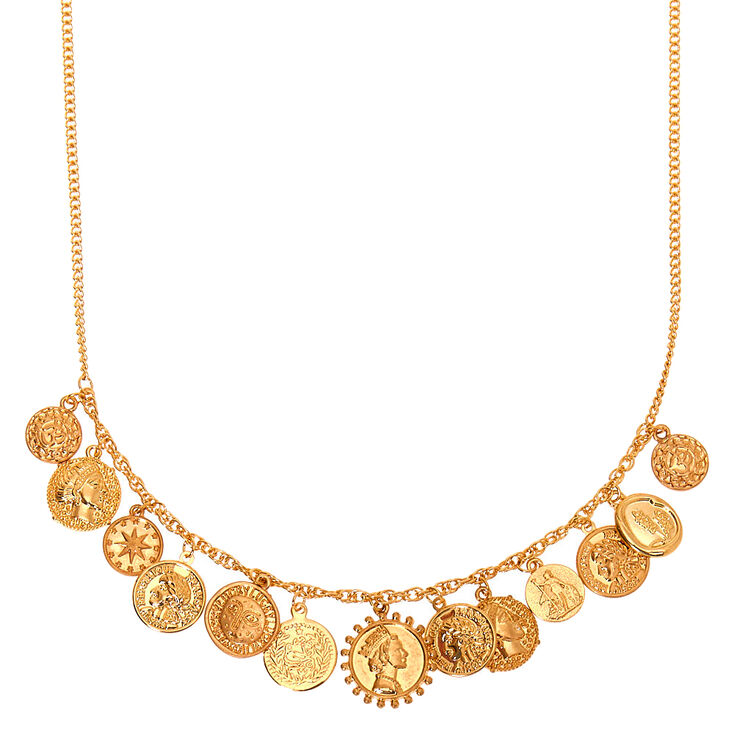 Claire's Collier de caractère motif pièce couleur doré