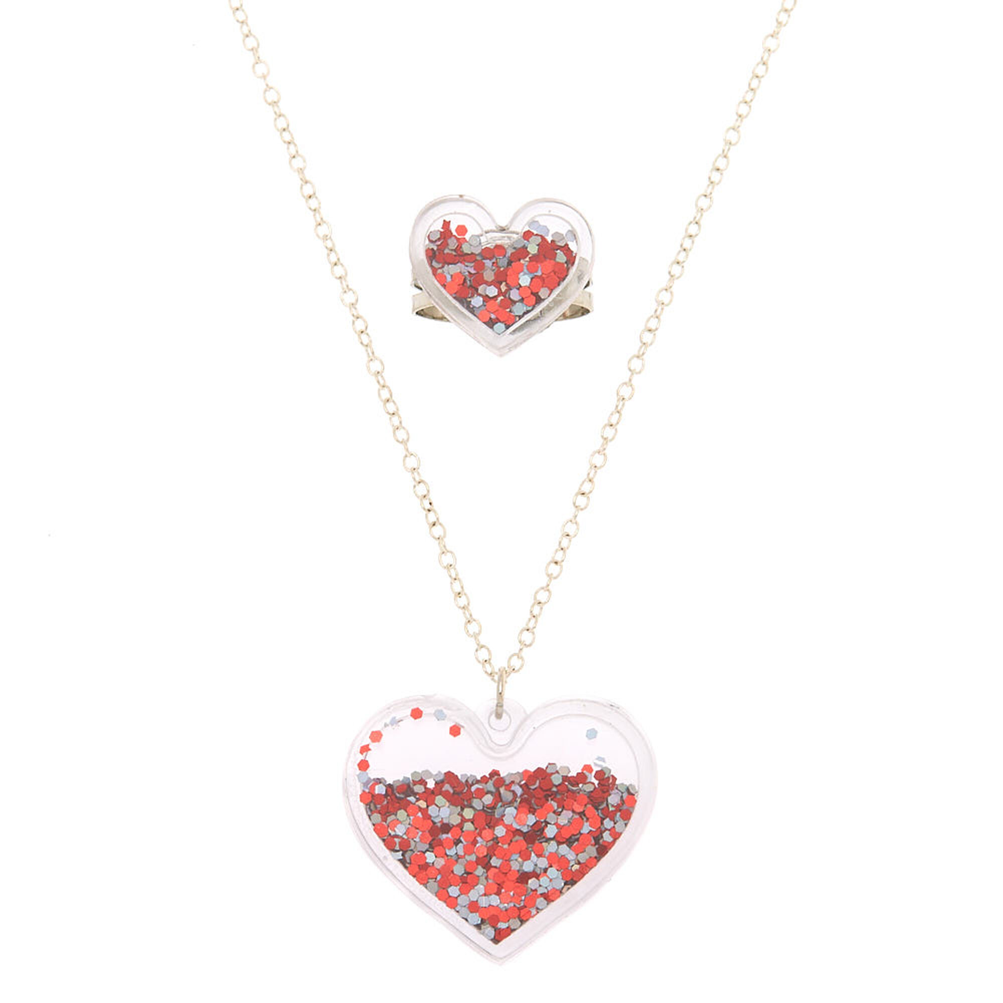 Silver Glitter Heart Jewelry Set - 2 Pack | Claire's US
