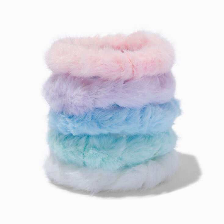 Pastel Furry Hair Ties - 6 Pack ,