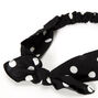 Polka Dot Knotted Bow Headwrap - Black,