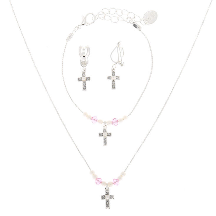 Claire's Parure de bijoux croix couleur argenté du Claire's Club