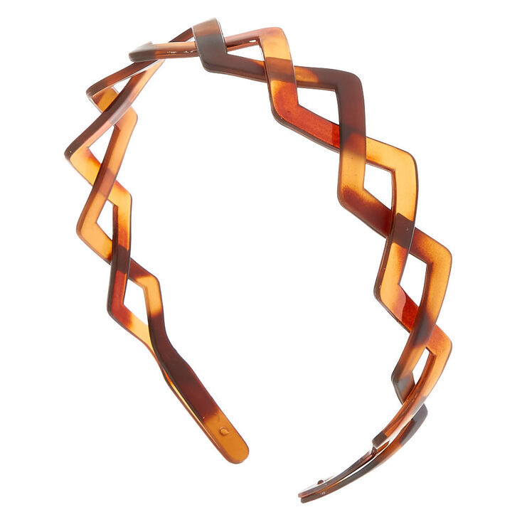 Tortoiseshell Triangle Braided Headband - Brown,