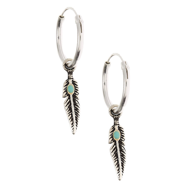 Claire's Créoles plume 12 mm couleur argentée