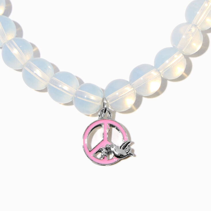 White Peace Stretch Bracelet,