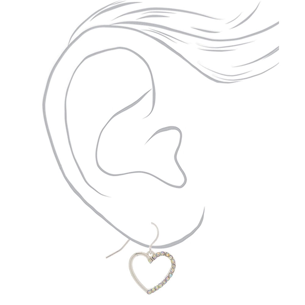 Silver-tone Crystal Heart Drop Earrings,