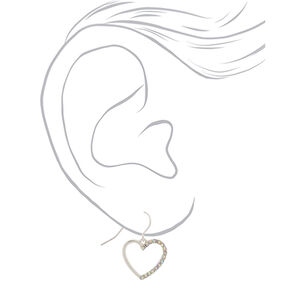 Silver-tone Crystal Heart Drop Earrings,