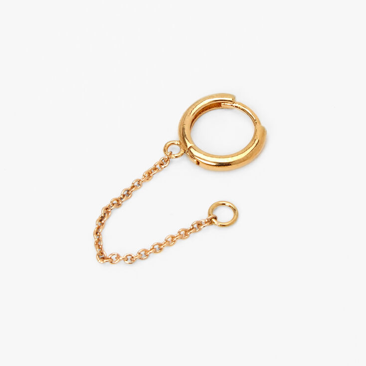18k Gold Plated One 10MM Chain Hoop Connector Earring,