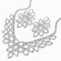 Silver-tone Rhinestone Open Petal Jewelry Set - 2 Pack,