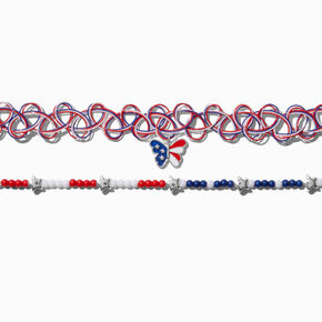 Stars &amp; Stripes Butterfly Choker Necklaces - 2 Pack,